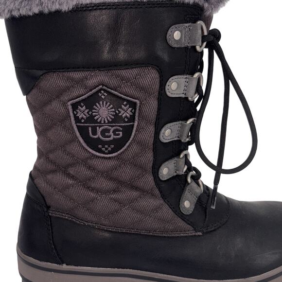 Ugg Women's Brynn Boots Size 8 Leather Shearling Quilted Winter Outdoor Read - Picture 11 of 16